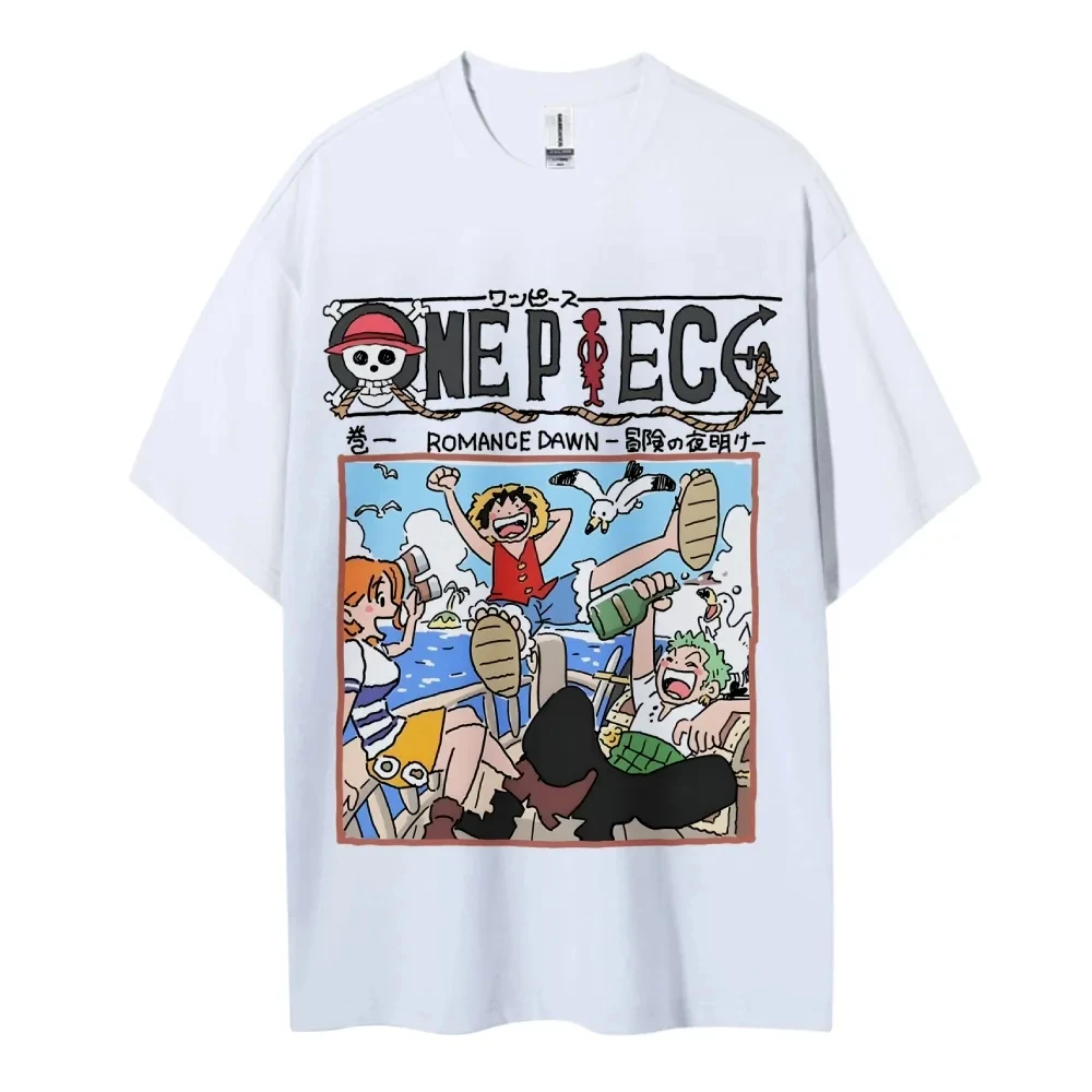 One Piece Monkey D. Luffy Nami Roronoa Zoro Baumwoll-T-Shirt, lässige Streetwear, Hip-Hop-Mode
