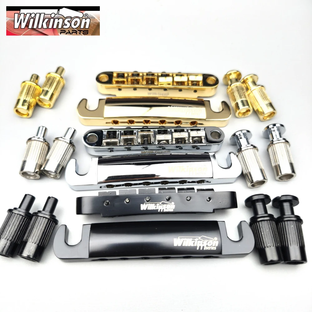 Original Wilkinson Tune-O-Matic Style Lespaul LP SG E-Gitarrenbrücke Chrom Silber Schwarz Gold WOGT1+WOGB2 Image
