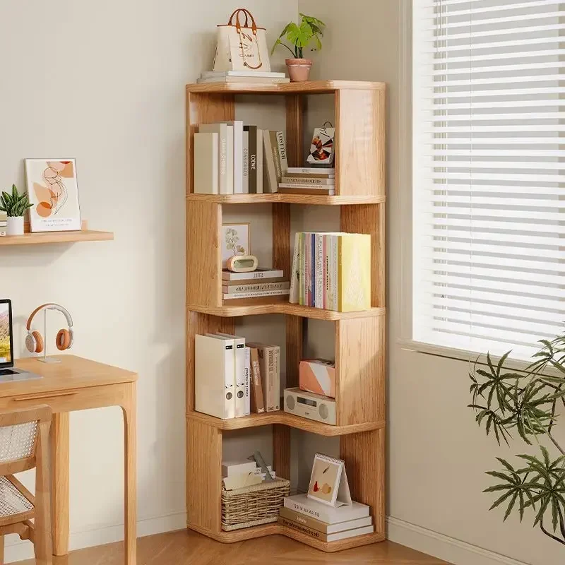 Minimalistisches Eckregal aus Massivholz, Bodenregal, mehrstöckiger Eckschrank, Aufbewahrungsschrank Image