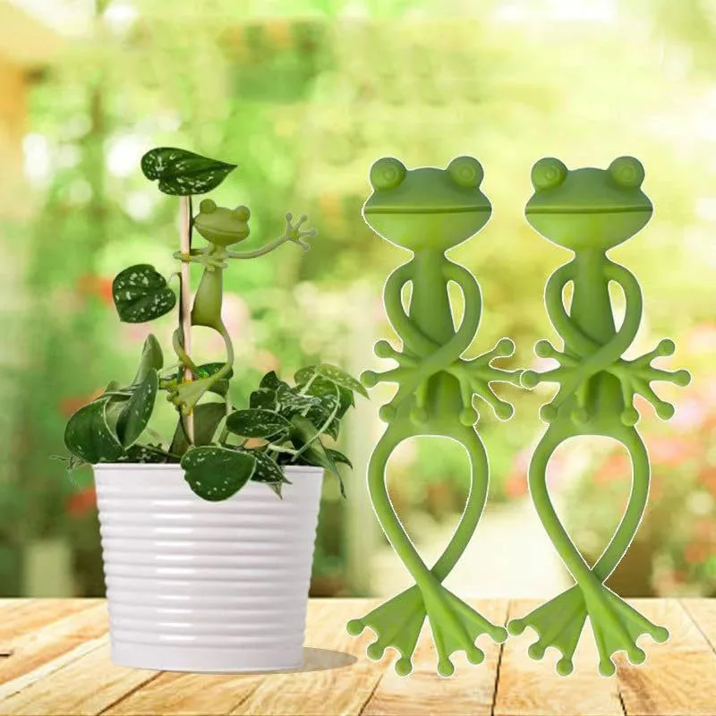 4 Stück Frosch-Pflanzenständer, froschförmige, feste, dekorative Pflanzenstützen aus Kunststoff Image