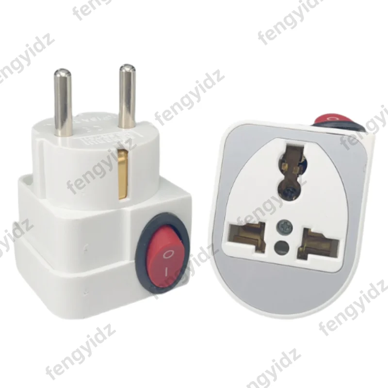 fengyi Schuko geerdeter Stecker mit Schalter, elektrischer Reisestecker-Konverter, AC100–250 V, 10 A/16 A, Stecker und Steckdosen, Ein-/Ausschalter Image