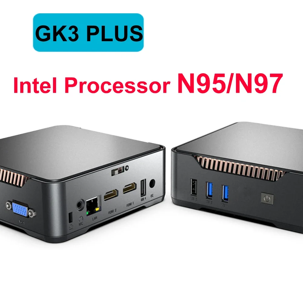 GK3V Intel Prozessor N95/N97 Mini-PC Windows 11 DDR4 8 GB 16 GB Pcie 3.0 NVMe SSD HDMI VGA Dreifachbildschirm-Display Büro-Mini-PC Image