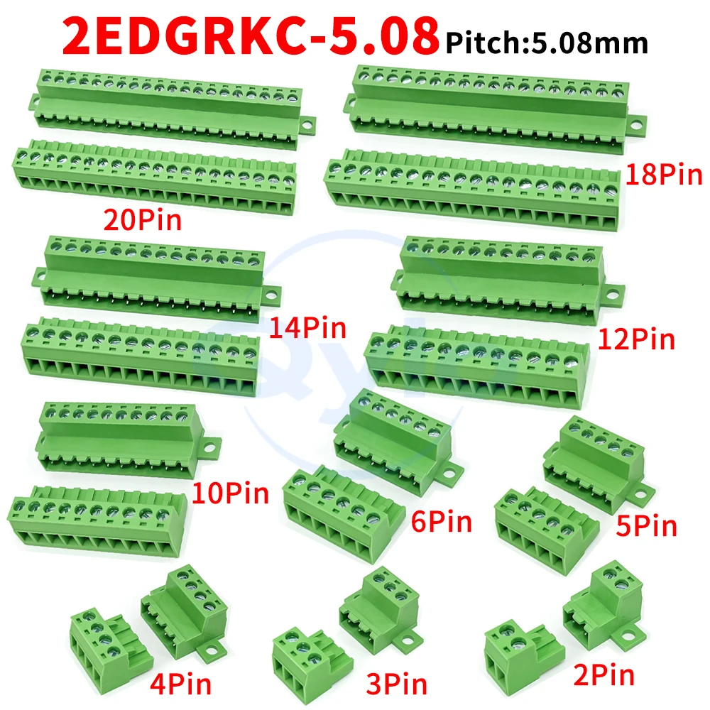 (1 Set) KF 2EDGRKC - 5,08mm Verriegelungsplatte Fester Anschlussblock Lötfreie Verbindung Steckbare Buchsenklemme 2EDGK 5,08 2~24P Image