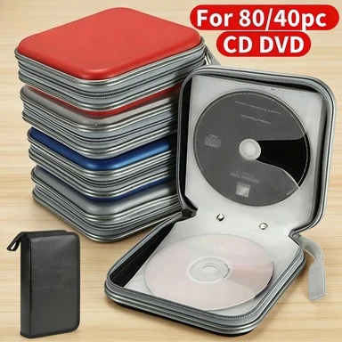 40 Stück stapelbare CD-/DVD-/VCD-Boxen – Schutzhüllen mit durchsichtigen Fenstern und Reißverschlusstaschen für einfachen Zugriff und Aufbewahrung von CDs
