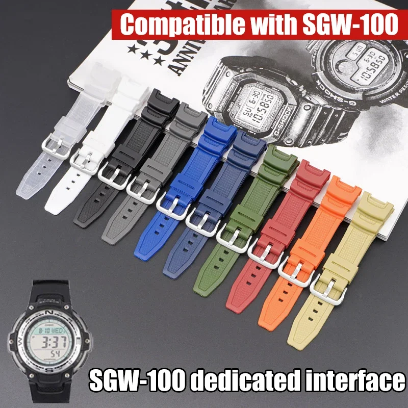 Armband für Casio G-SHOCK SGW-100 Harz Silikon Sport Wasserdichte Uhr Band Männer Frauen Gewidmet Handgelenk Armband Zubehör sgw100 Image