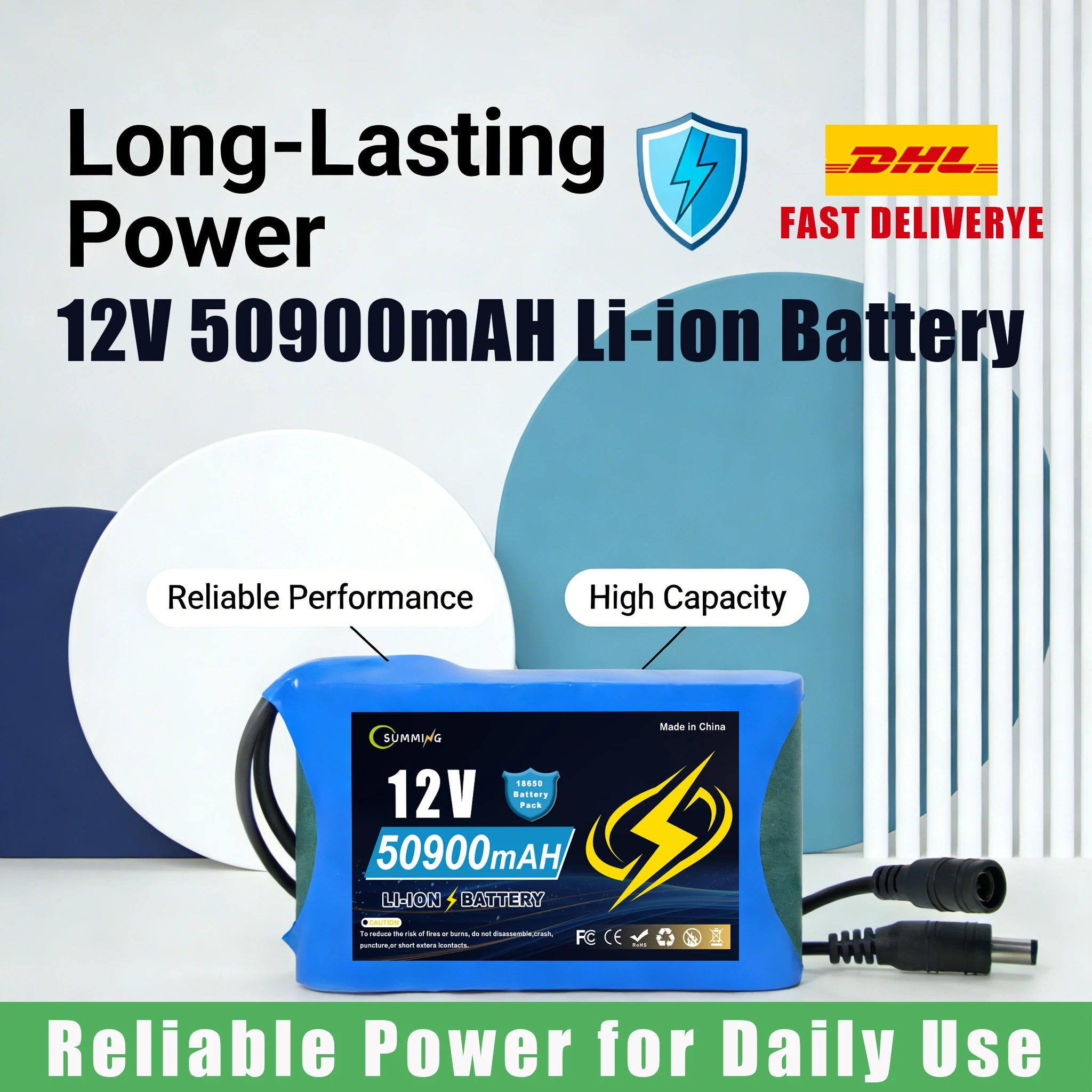 12V 50900mAh LiFePO4 Deep Cycle  Fahrradbatterie 12,6V 50,9Ah 100% Neu für Trolling  Motor, Solarenergiespeicher + Ladegerät Image