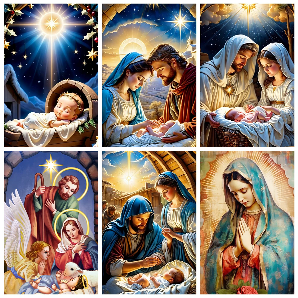 Diamantmalerei Religiöses Bild Strass-Stickerei Porträt Vollrund Neuerscheinung Mosaik Handgemachtes Geschenk Image