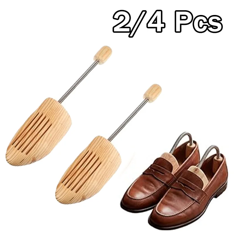 Verstellbare Holz-Schuhspanner mit Feder - Holz-Schuhspanner für Herren & Damen - Schuhförmige Schuhleisten Holz-Schuhdehner 2/4 Stück