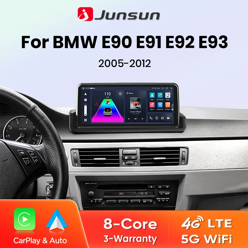 Junsun 1920*720 Wireless CarPlay Android Auto Autoradio Multimedia Für BMW E90 E91 E92 E93 2005-2012 Bluetooth Mirroring Airplay Image