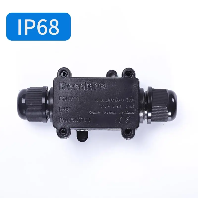 Mini 2-Wege-wasserdichte Anschlussdose IP68 6–12 mm Kabelanschlusskastenstecker 41 A 450 V Stromversorgung elektrische Außendrahtboxen Image