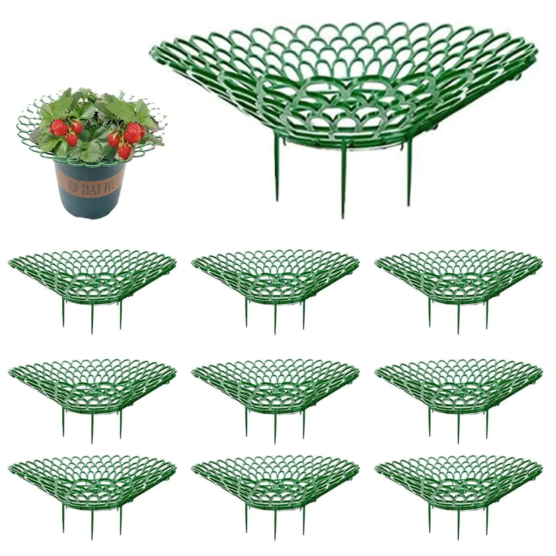 10 Stück Gemüse-Wachstumsregale Gartenwerkzeuge Erdbeerstützen - Erdbeer-Pflanzenstützständer Schutzrahmen Halterung Käfig Image