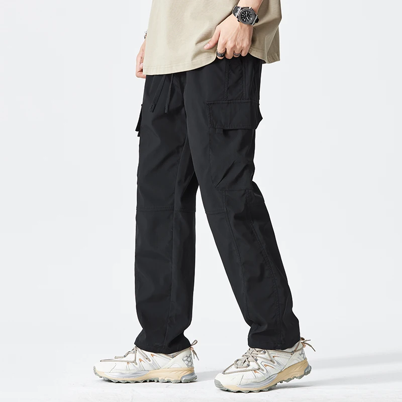 Baumwolle Männer Multi-tasche Elastische Taille Design Harem Hose Straße Punk Hip Hop Rot Casual Hosen Jogger Männliche Armee cargo Hosen