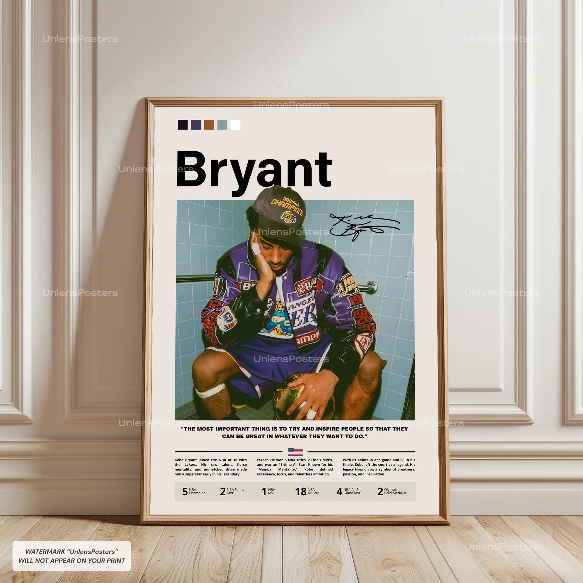 Poster di Kobe Bryant, Bryant Lakers, Stampa di basket NBA incorniciata, Decorazione leggenda del basket, Opera d'arte sportiva, Arte murale di Kobe,