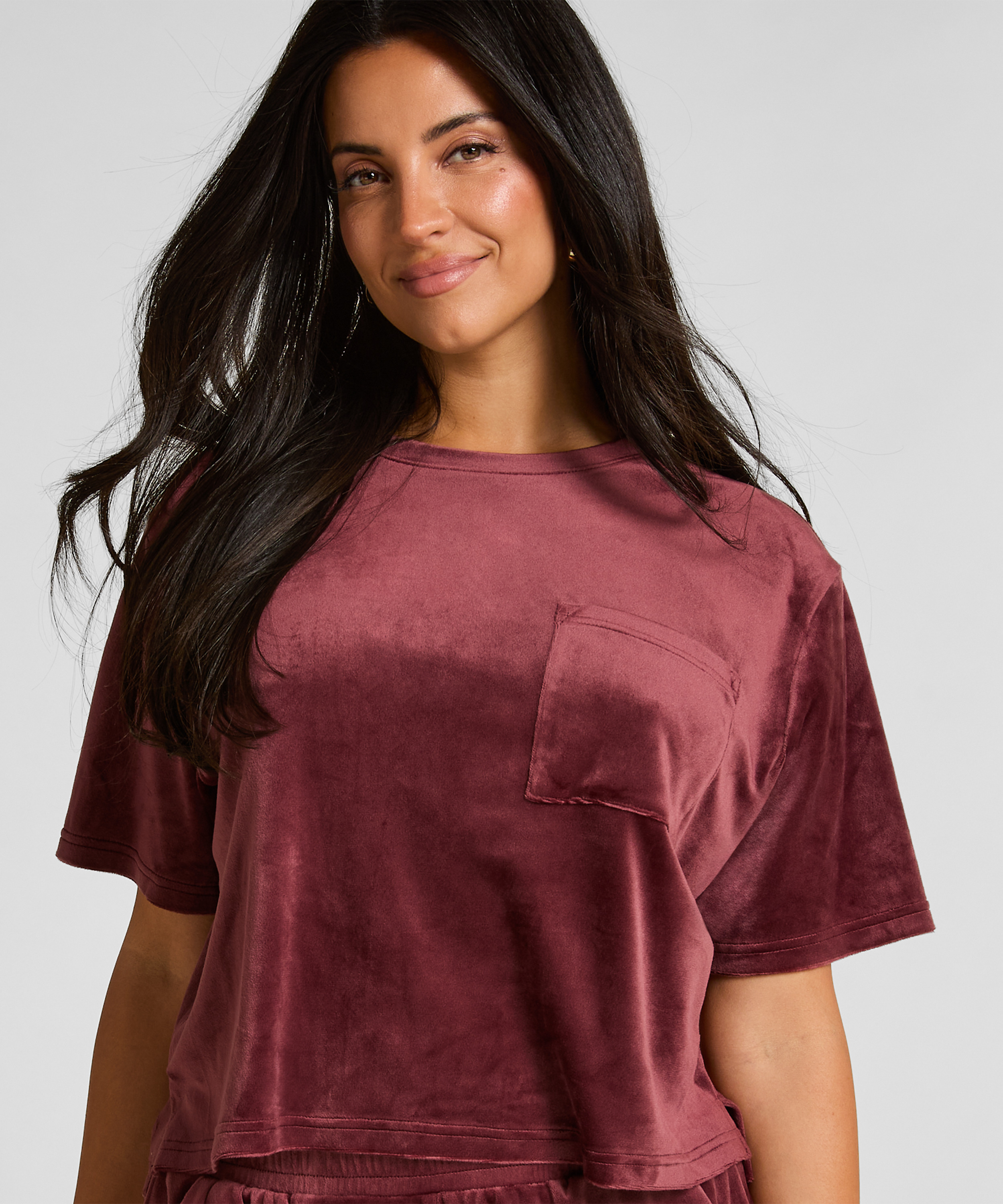 Hunkemöller Womens Top Velours Pocket - Red - Size Medium | Hunkemöller Sale | Discount Designer Brands