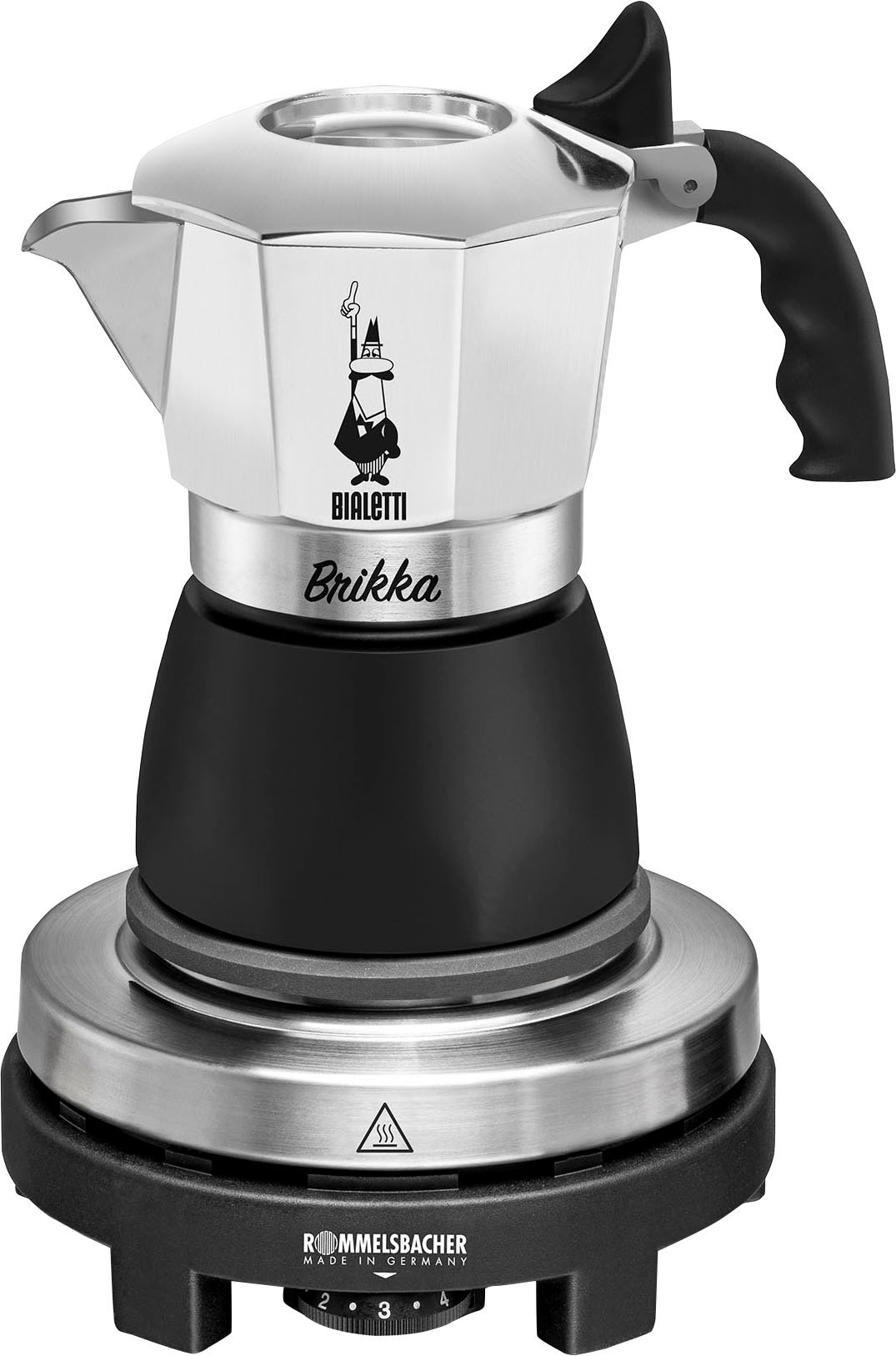 ROMMELSBACHER Einzelkochplatte "Geschenk-Set: Original Bialetti Moka Kanne Brikka + Reisekochplatte", schwarz, B:17cm H:22,5cm T:14cm, Kochplatten Image