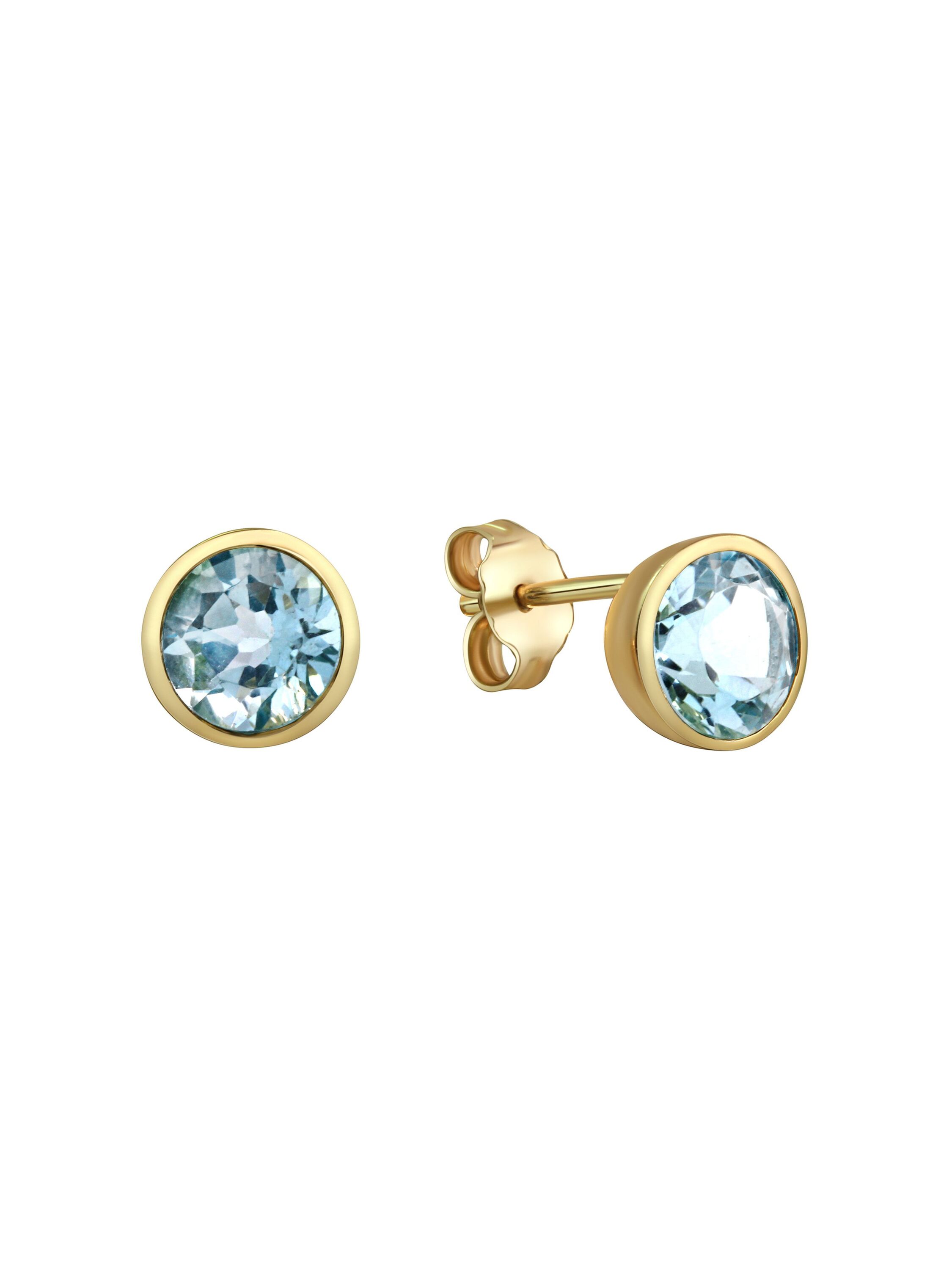 Fascination by Ellen K. Ohrringe Gold 585 mit echtem Blautopas (beh.) 7mm