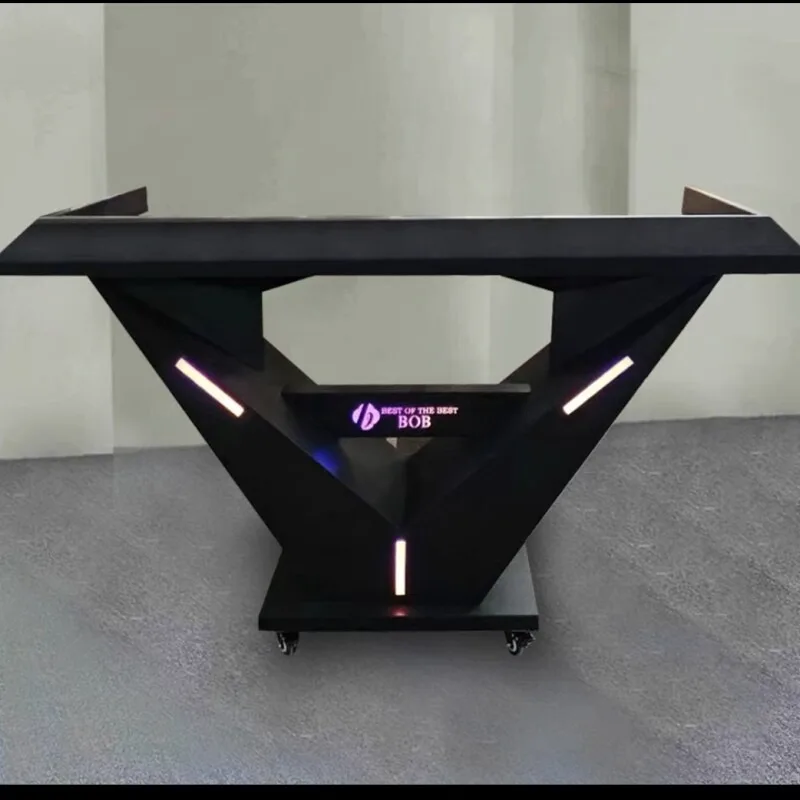 Leuchtender DJ-Tisch für die Hausbar, neuer Edelstahl-Disc-Tisch, KTV-Privatraum, beweglicher LED-Disc-Tisch, sprachaktivierter Mixer