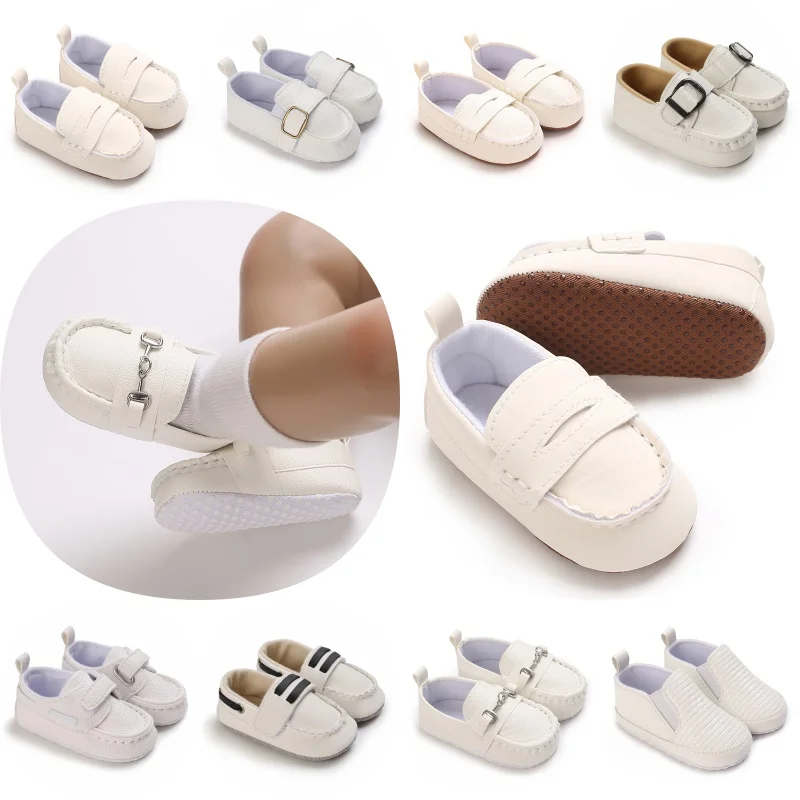 Modische Weiße Laufschuhe für Babys, Formelle Herrenschuhe, Gentleman PU Weiche Stoffsohle, Baby Stoffschuhe, Casual Flache Schuhe, Sportschuhe