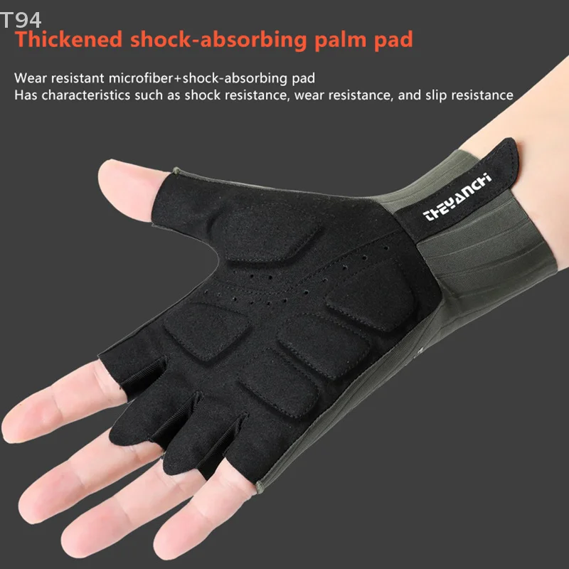Mit verlängertem Handgelenkschutz Reiten Radfahren Halbfingerhandschuhe Männer Frauen Atmungsaktive Anti-Rutsch-Handschuh Fitness Sport Trainingshandschuhe Image