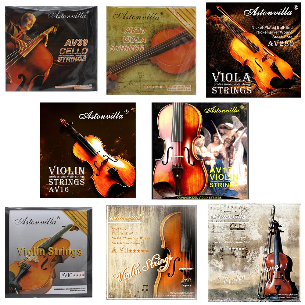 Astonvilla Professionelle Violine Viola Cello Saiten (E-A-D-G) Mehrere Farben Nickel Silber umsponnen für 4/4 3/4 1/2 1/4 Viola Teile