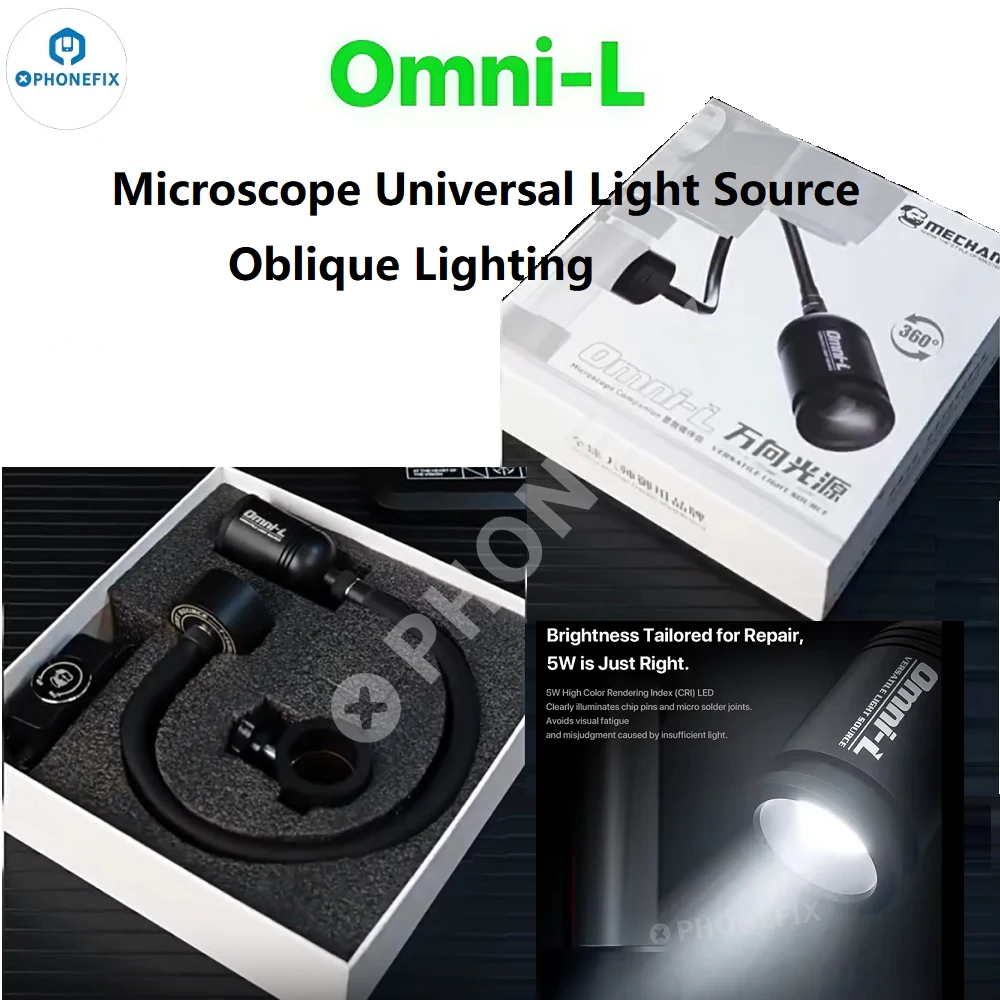 MECHANIC Omni-L 5W LED-Lampe, professionelles Beleuchtungswerkzeug 360 ° Flexible Schwanenhalsarm-Mikroskop-Lichtquelle mit Begleiter Image