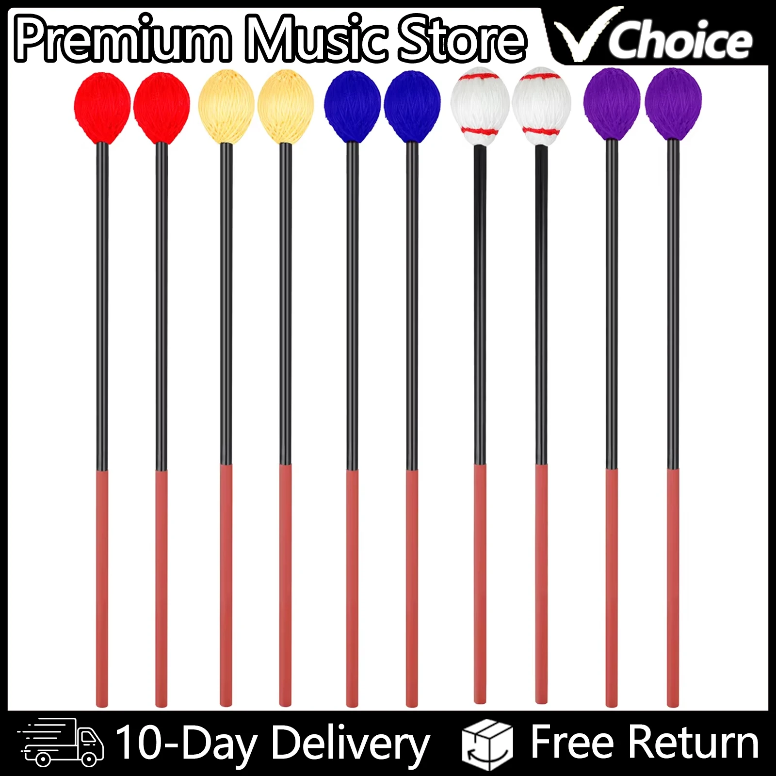 Paar harter Kopf Ahorn Griff Marimba Sticks Schlägel Xylophon Klavier Hammer Kohlefaser Schlaginstrument Zubehör Image