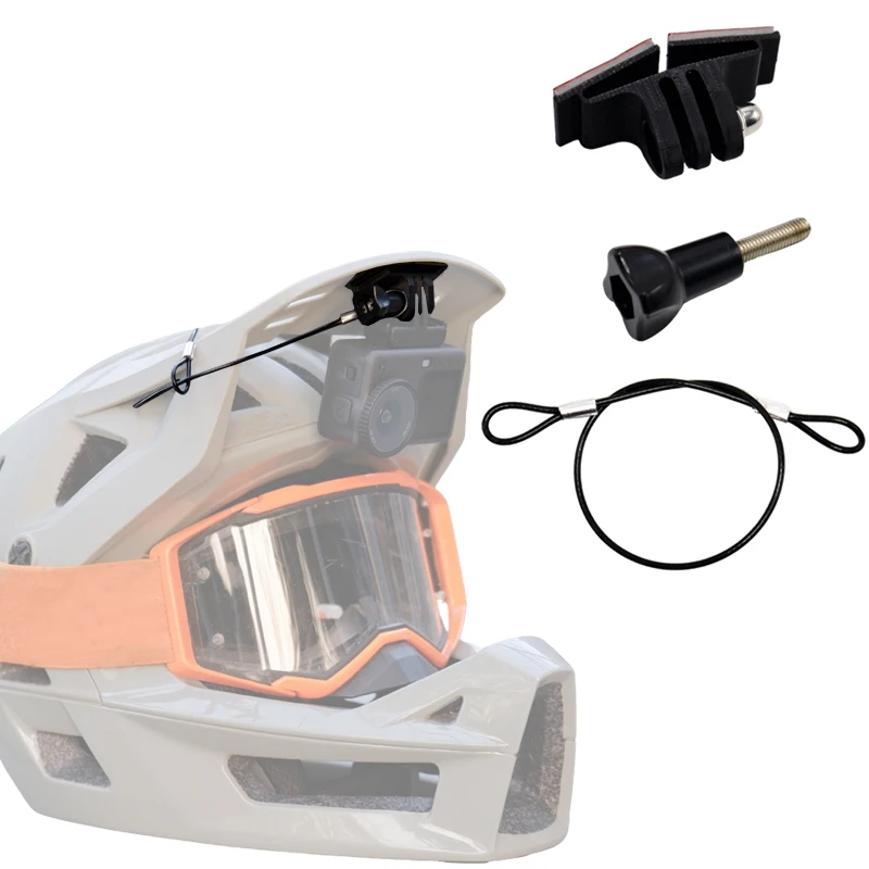 Für DJI Action 4/5Pro: Halterungsadapter für Downhill-Helmvisier mit Klebebefestigung und Anti-Verlust-Seil – Zubehör für Kamera-FPV-Aufnahmen Image