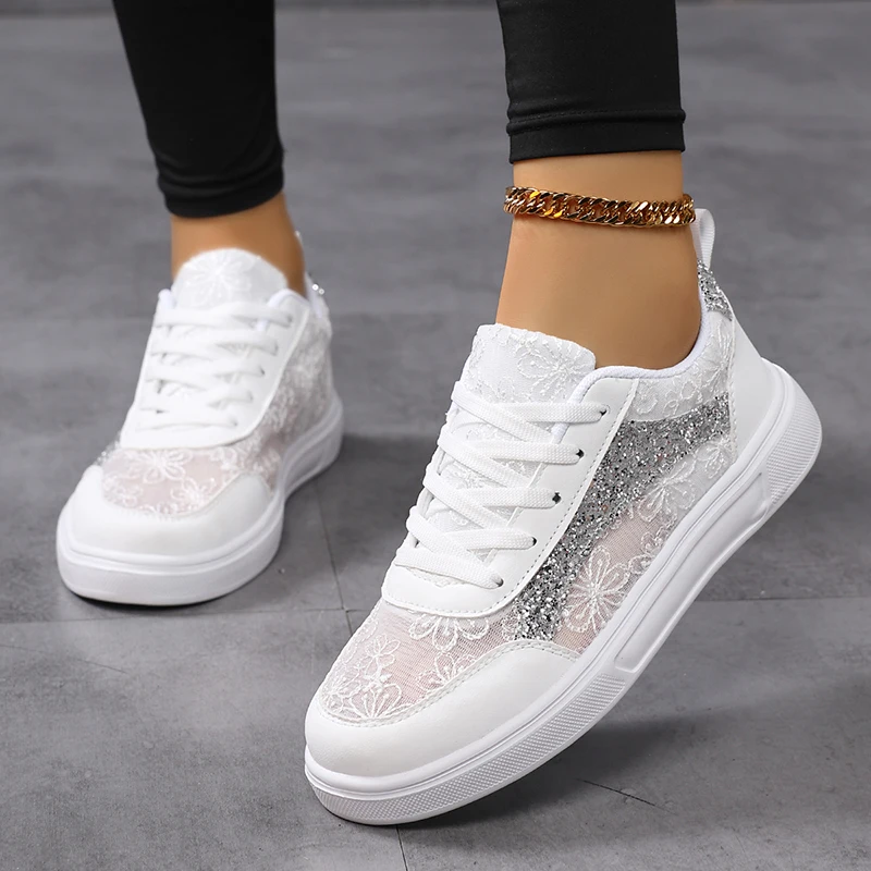 Bestseller Weiße Casual Sneakers für Damen Luxus Designer Sneakers Damen Sportschuhe Sommer Mesh Atmungsaktive Damen Skateboard Schuhe
