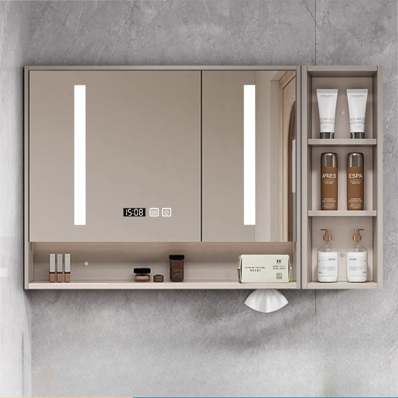 Moderne 60-80CM Smart Spiegel Schrank Wand-montiert Beleuchtete Lagerung Multi-funktionale Spiegel Schrank Nordic bad Möbel FYBC
