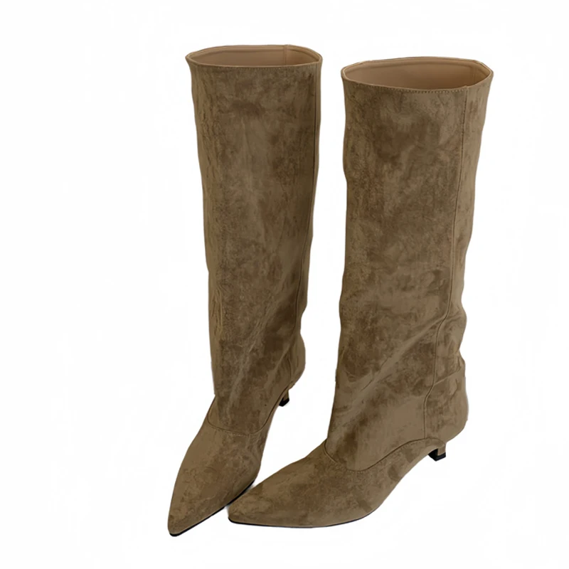 2026 herbst Winter Sexy Frauen Kniehohe Stiefel Street Style Spitz Dünne Low Heels Cowboy Damen Schuhe Lange botas De Mujer