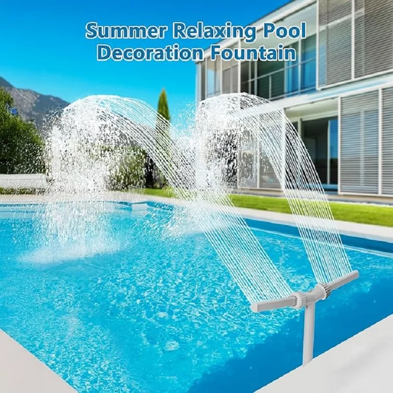 Schwimmbad-Doppelsprüh-Wasserfontäne, verstellbarer Wasserfall-Sprüher, kreativer Pool-Sprinkler mit Halterung Image
