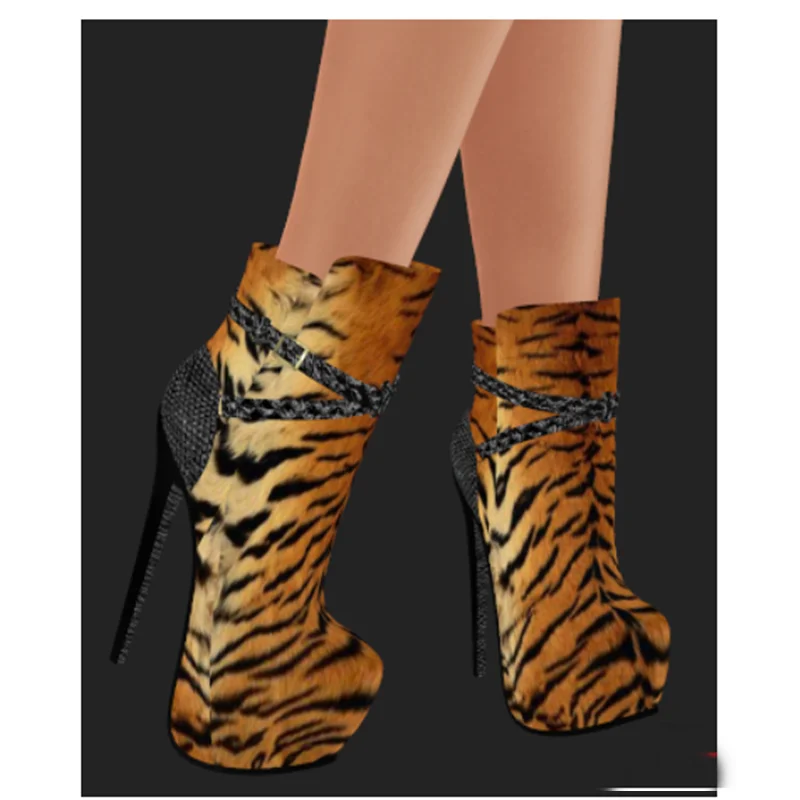 Leoparden-Mid-Calf-Stiefel mit Riemen, spitzer Zehenpartie, dünnem hohem Absatz, modisch, sommerlich, lässig, große Größen, Damenschuhe, Zapatillas Mujer