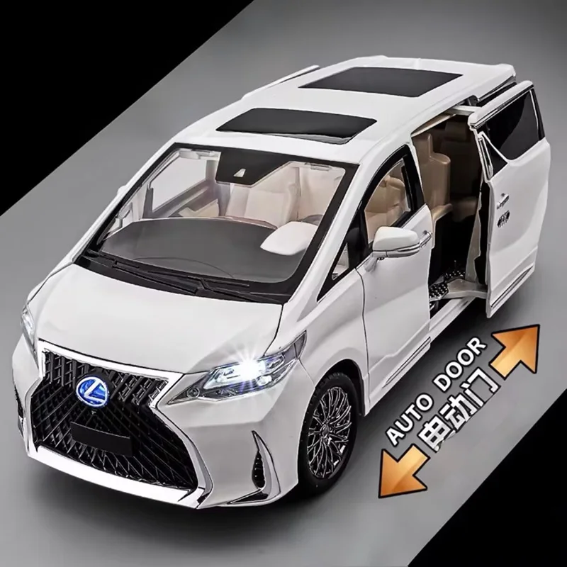 Elektrische Tür 1/18 LM300 MPV Legierung Luxy Auto Modell Diecast Metall Fahrzeuge Auto Modell Hohe Simulation Sound und Licht Kinder Spielzeug geschenk