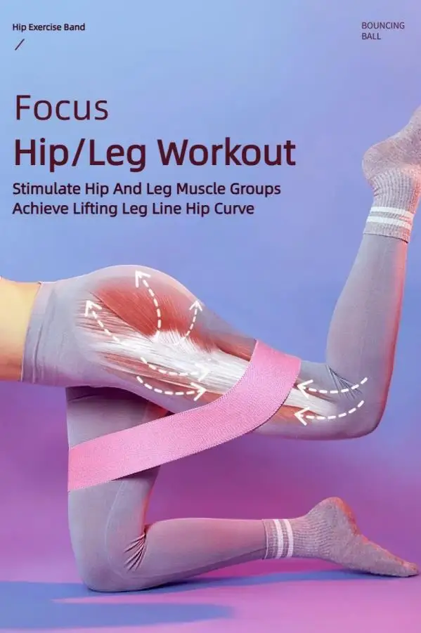 3-teiliges Set Stoff-Widerstandsband für Hüfte und Po, Elastische Fitnessbänder für Gesäß und Oberschenkel, Yoga- und Gymnastikausrüstung Image