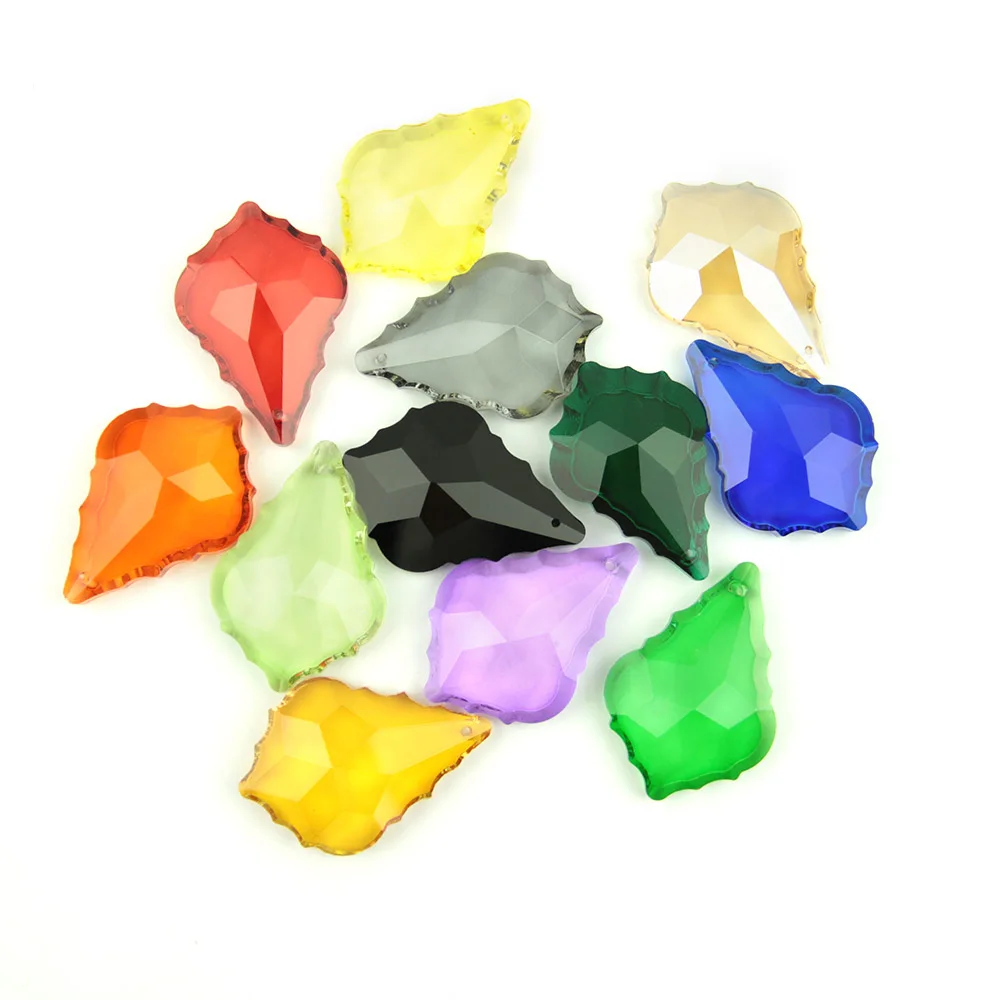 Prismes de lustre en verre en forme de feuille d
