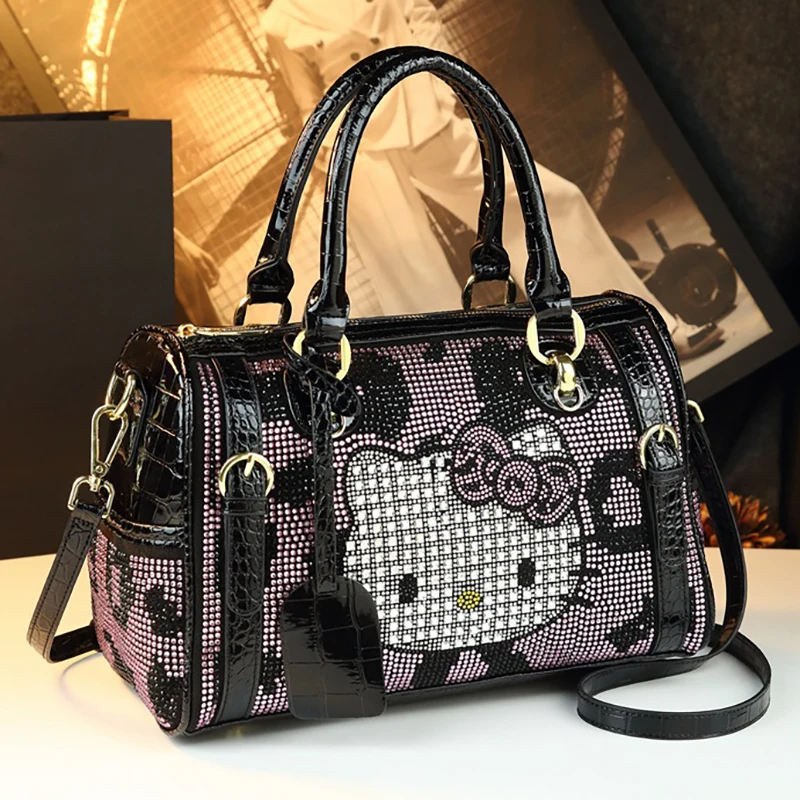 Sanrio Hello Kitty Neue trendige Damen-Handtasche mit Diamantenverzierung, große Kapazität, Umhängetasche für den täglichen Arbeitsweg