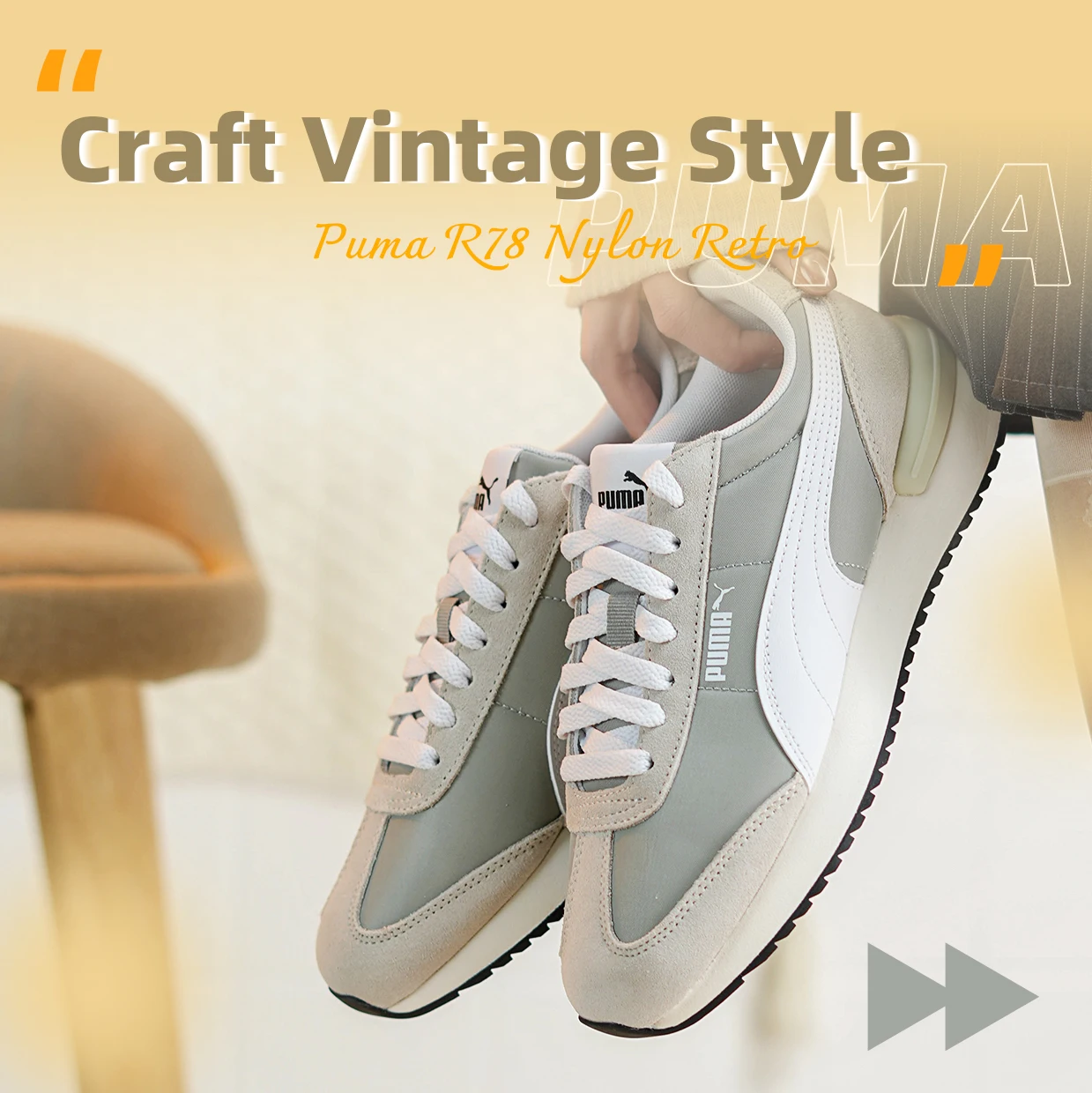 Puma Sneakers für Herren und Damen R78 Nylon Retro Sportschuhe, bequem, leicht, Retro Freizeitschuhe 399250-02