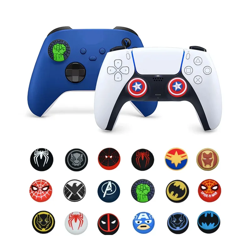 1 paar Disney SpiderMan Deadpool Thumb Grip Cap Abdeckung Playstation PS5 PS4 Xbox Serie Cartoon Gaming Controller Zubehör Geschenk Image