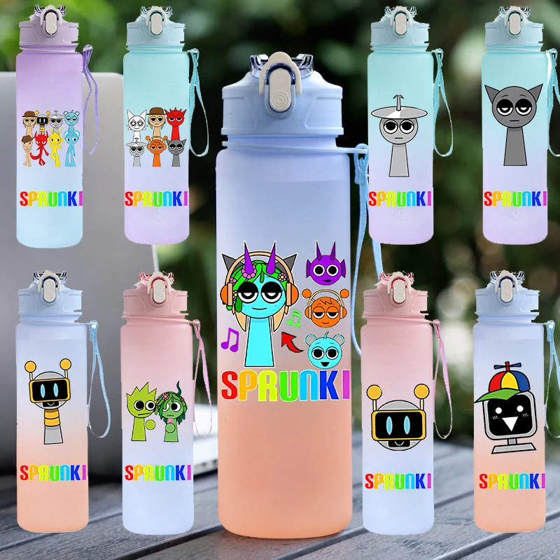 750ML Farbverlauf-Flasche Sprunki Sprunki Incredibox Sprunki Spiel Cartoon Trinkwasserbecher Kinder Geburtstag Weihnachtsgeschenk Image