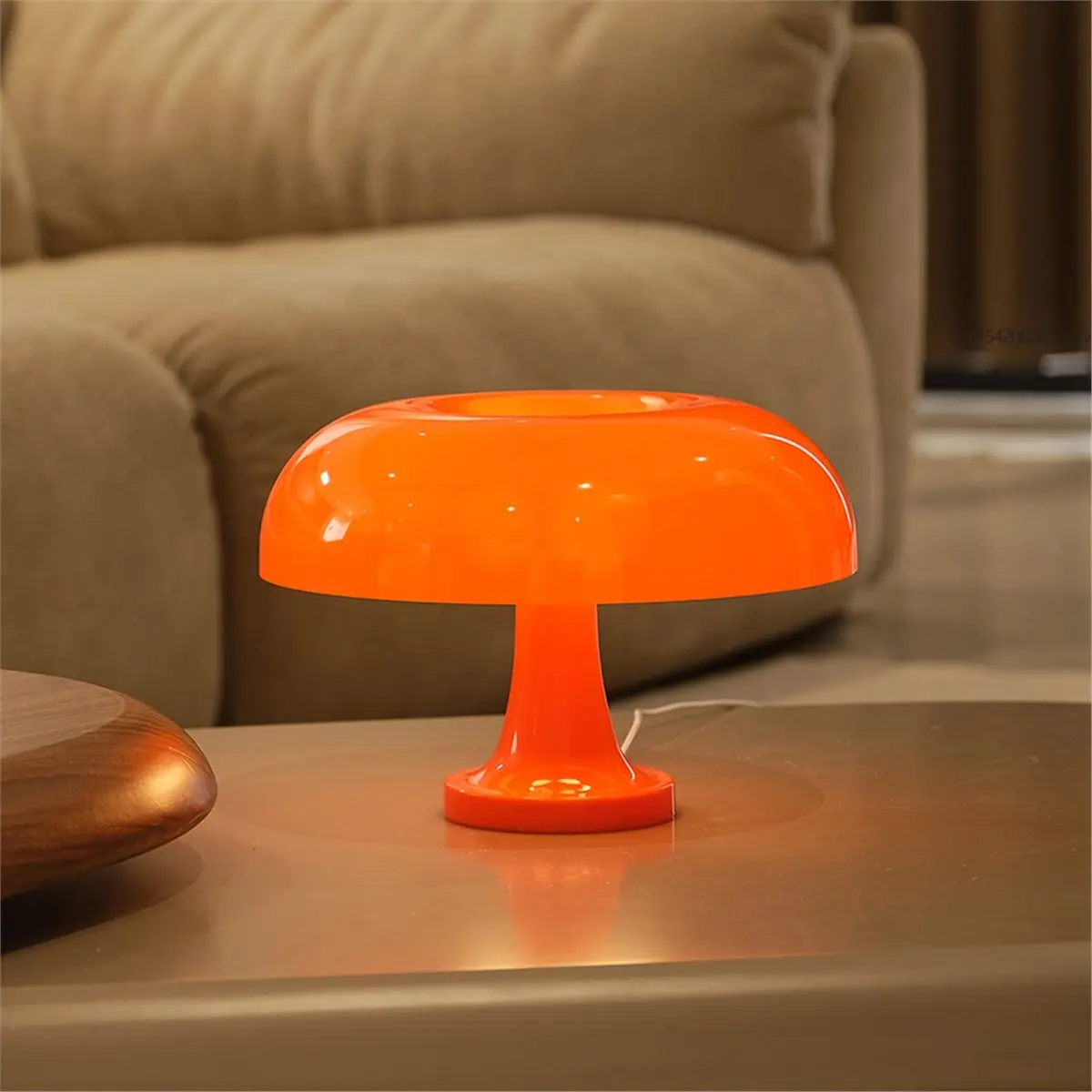 Y69A Klassische Pilz-Tischlampe, moderne Kunst-Tischlampe, Schlafzimmer-Nachttischlampe, orange dekorative Tischlampe