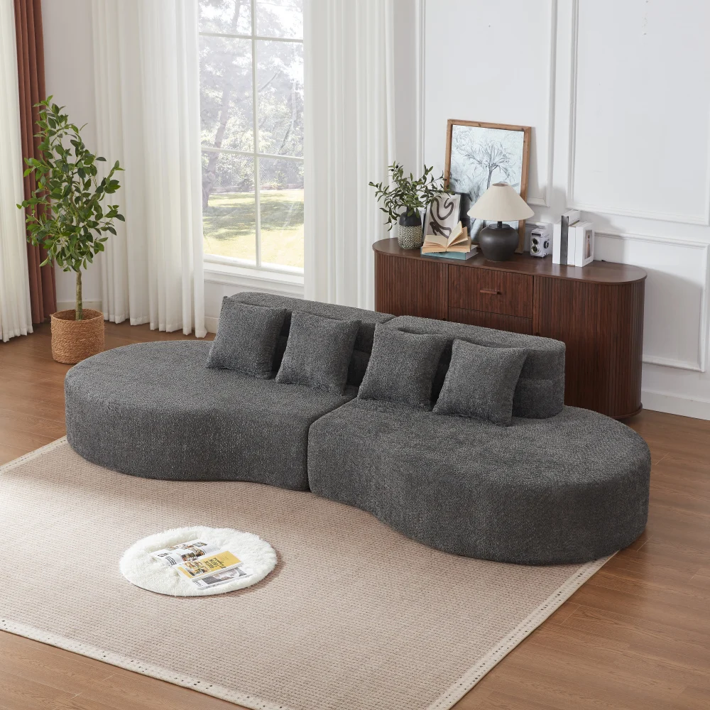 Modulares Schaumstoffsofa, Knochenloses Sofa, 100% Hochdichter Memory-Schaum, Abnehmbarer Waschbarer Teddyfleece-Bezug, Modernes Minimalistisches Sofa Image