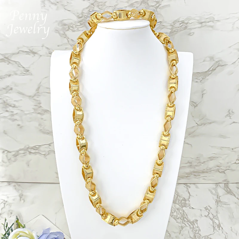 24 Zoll lange, trendige Halskette, Hip-Hop-Schmuckset aus Dubai, 18K vergoldet, Armband, Herrenmode, Y2K-Verlobungsschmuck, beste Geschenke Image