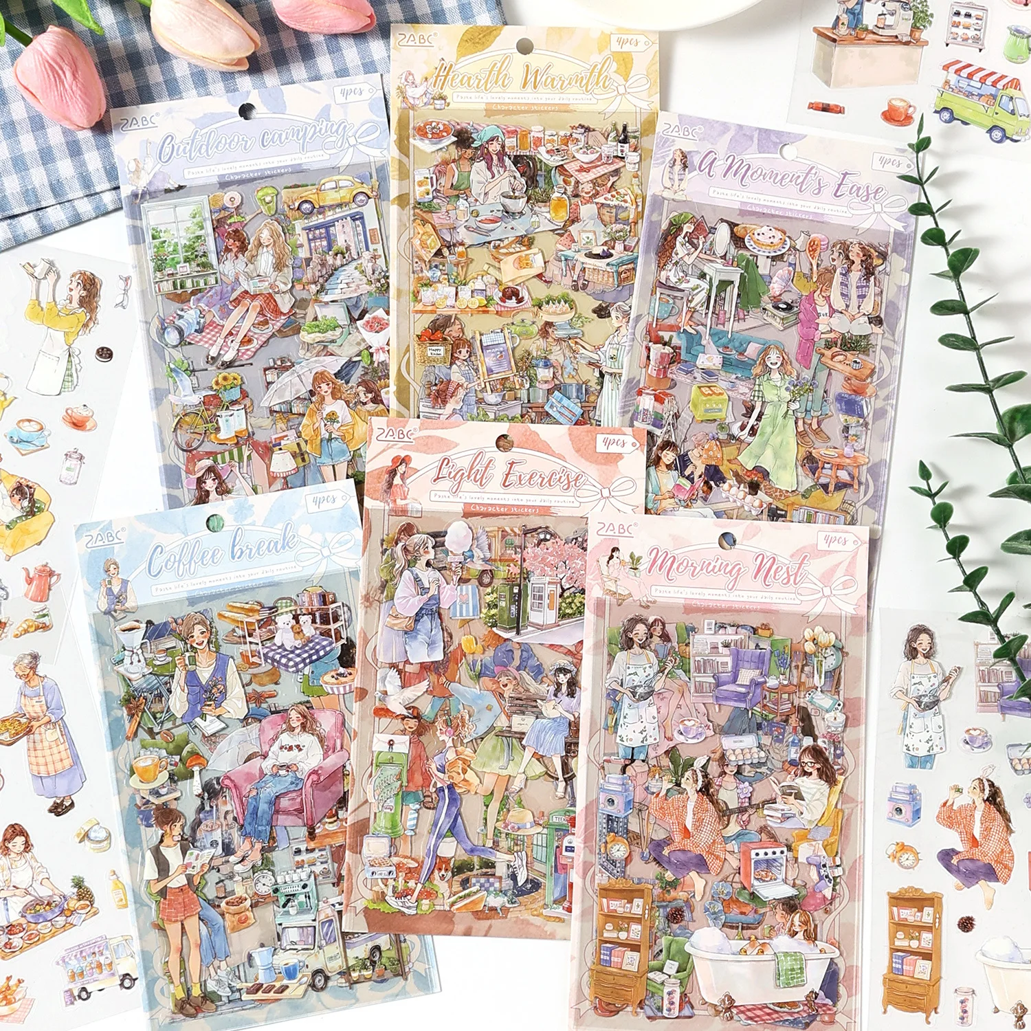 4-teiliges Set mit interessanten Zeitmuster-Aufklebern für handgemachte Fotoalben, Scrapbooking, Kunsthandwerk, Tagebuch, Dekorpapier Image