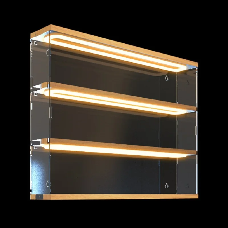 Runde Leuchtende Blind-Box-Spielzeug-Aufbewahrungsbox 2-4 Ebenen Actionfiguren-Vitrine Acryl Wandmontierte Vitrine mit Tür Image