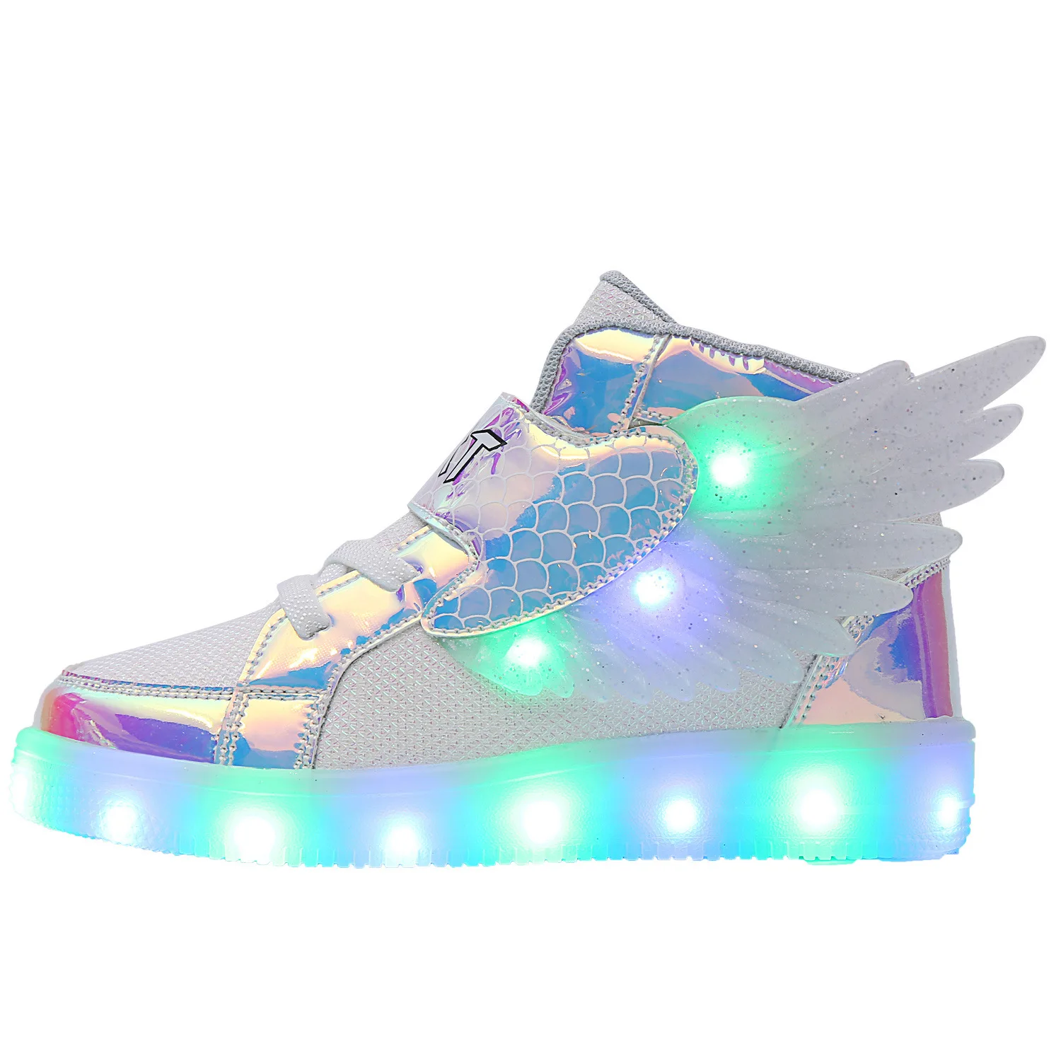 Wasserdichte Leder Kinder Leuchtende Schuhe Turnschuhe Led Licht Schuhe mit Flügel USB Lade Casual Sport Schuhe Mädchen Skateboard Schuh