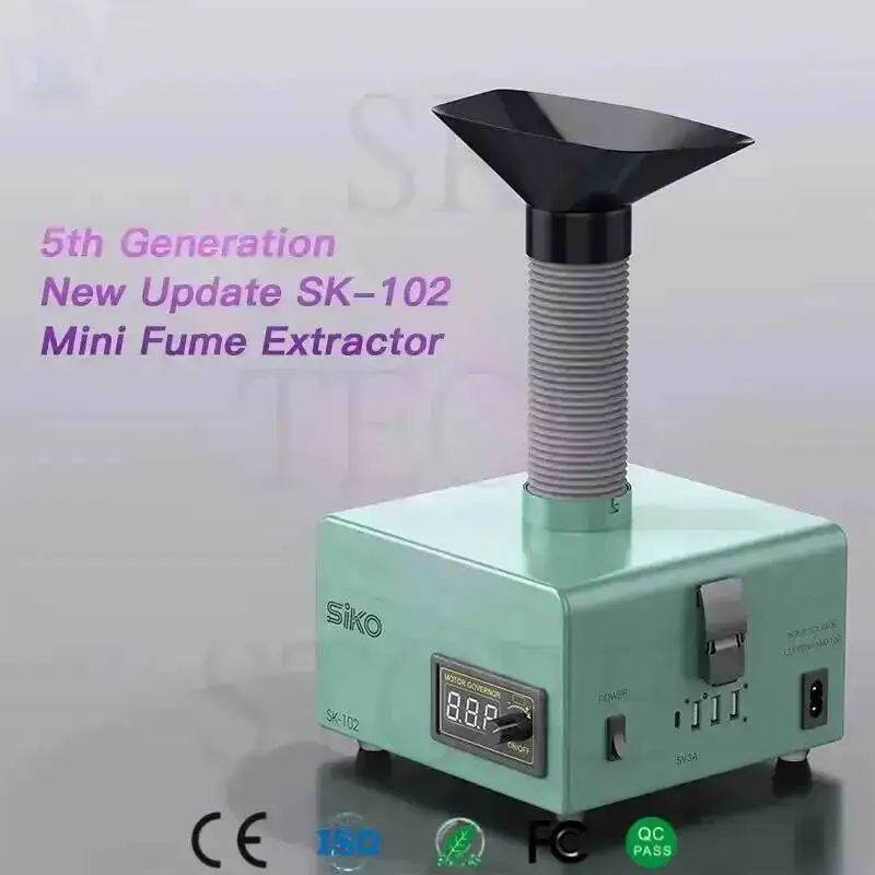 SIKO SK-102 Rauchabsauger, Rauchinstrument mit LED-Licht, 110 V, 220 V, Aktivkohlefilter, Schwamm, Lötkolben, Rauchabsorber Image