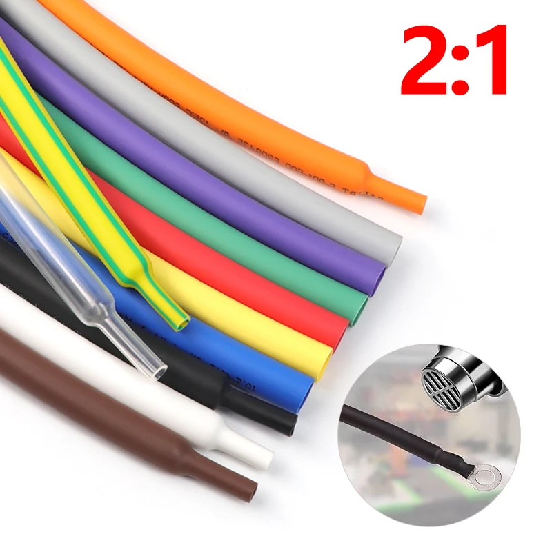 10m Schrumpfschlauch 12 Farben Durchmesser 0,6 0,8 1 1,5 2 2,5 3 4 5 6 mm 2:1 Schrumpfverhältnis Polyolefin Isolierte Kabelummantelung