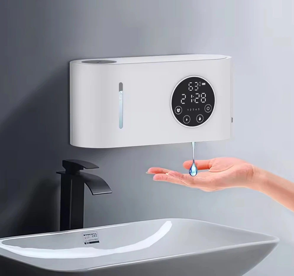 Dispenser automatico di sapone Dispenser di sapone con sensore touchless a parete con schermo LED Dispenser di sapone liquido in schiuma per lavaggio a mano da 500 ml