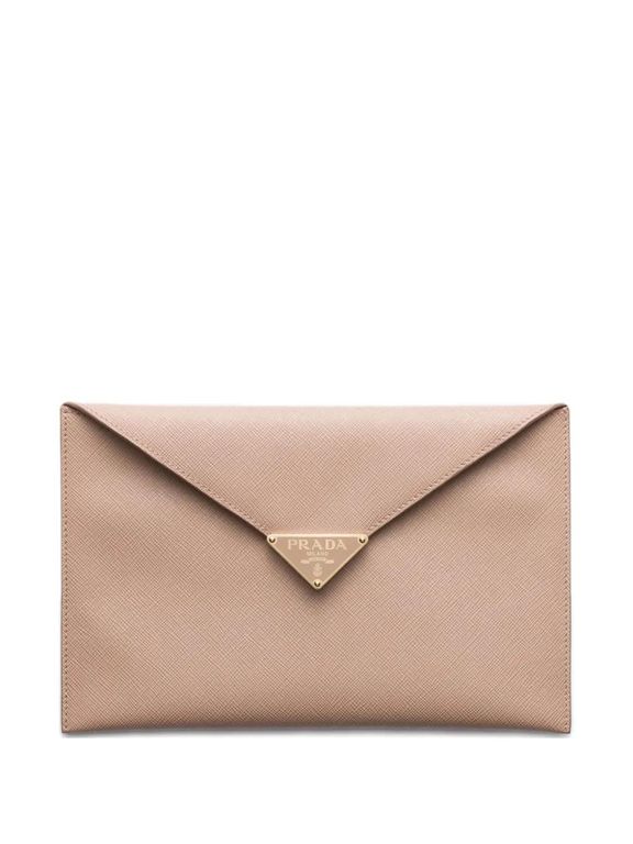 Envelope Snap-Closure Clutch - Natural - Prada Clutches
