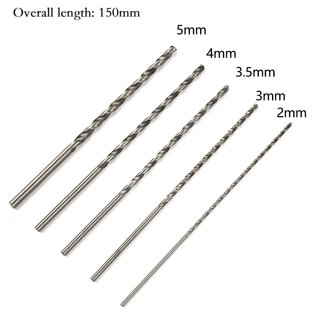 5 pezzi punta da trapano extra lunga set di punte da trapano in acciaio ad alta velocità 2mm/3mm/3.5mm/4mm/5mm punta da trapano per trapani elettrici utensile elettrico